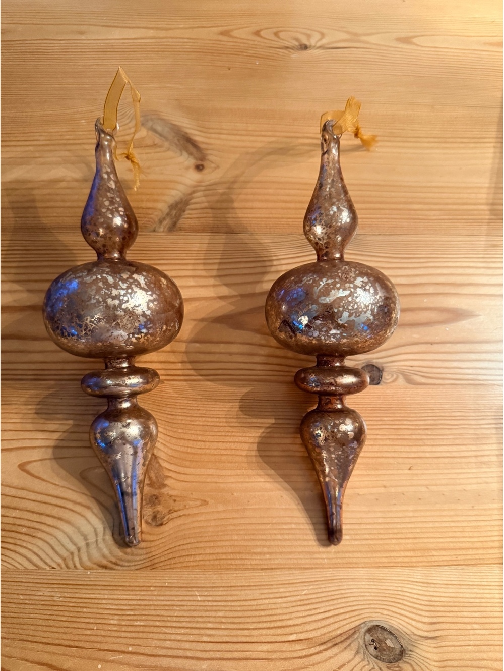 Pair of Vintage Mercury Glass Christmas Tree Ornaments by Dillard's